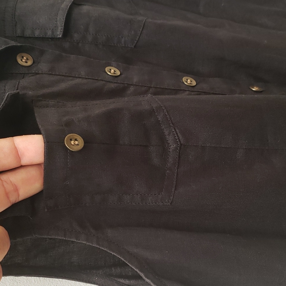 Express 100% Linen Sleeveless Button Front Shirt … - image 3